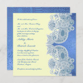 Victorian Blue Floral Flat Wedding Invitation (Front/Back)