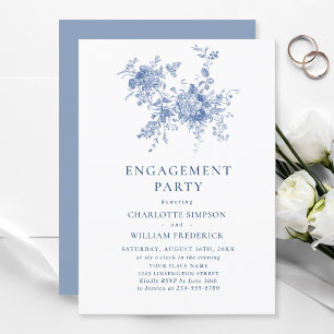 Victorian Blue French Garden ENGAGEMENT PARTY Invitation