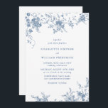 Victorian Blue French Garden Floral Wedding Invitation<br><div class="desc">For further customisation,  please click the "customise further" link and use our design tool to modify this template. 
 If you need help or matching items,  please contact me.</div>