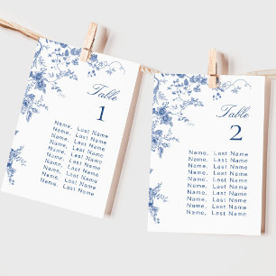 Victorian Blue French Garden Seating Chart Card