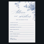 Victorian Blue French Garden Wishes & Advice Card<br><div class="desc">Personalise with the bride to be's name and date of shower. 
For further customisation,  please click the "customise further" link. If you need help,  contact me please.</div>