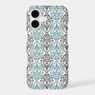 Victorian Blue Grey Vintage Damask Lace Pattern