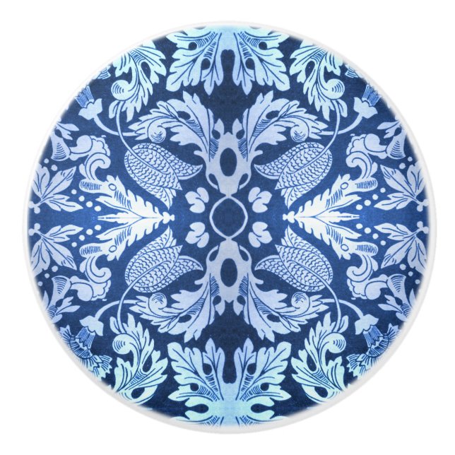Victorian Blue Pattern Drawer Pull (Front)