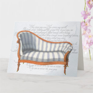 Victorian Blue Stripe Chaise Lounge Card