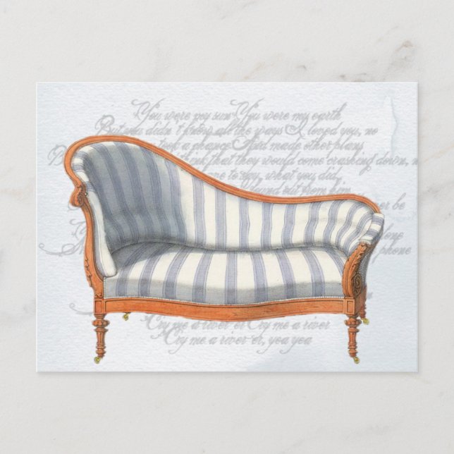 Victorian Blue Stripe Chaise Lounge Postcard (Front)