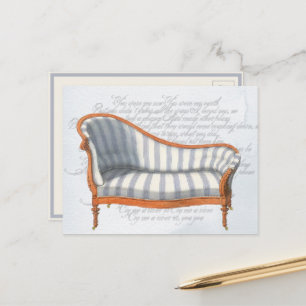 Victorian Blue Stripe Chaise Lounge Postcard