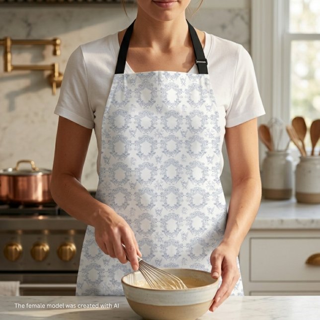 Victorian Blue Toile Repeating Pattern Apron (Creator Uploaded)