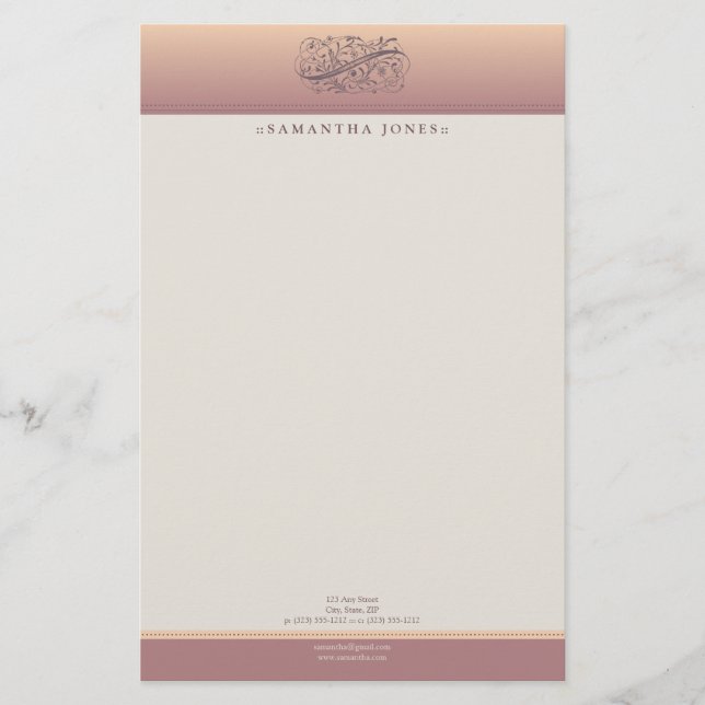 Victorian Blush Customised Stationery (Front)