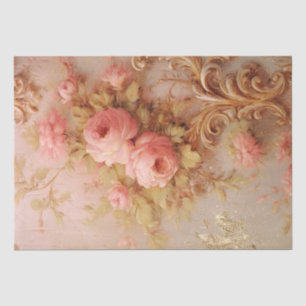 Victorian Blush English Roses Gold Gunge Tissue Paper