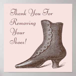 Victorian Boot Please Remove Your Shoes Sign