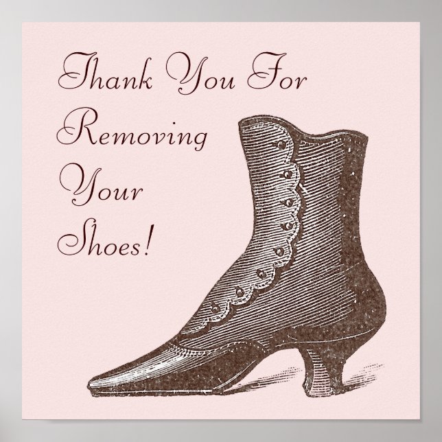 Victorian Boot Please Remove Your Shoes Sign (Front)