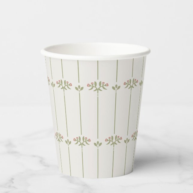 Victorian Botanical Traditional Stripes Paper Cups (Front)