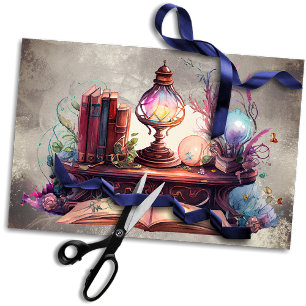 Victorian Boudoir Antique Lamp on Reading Desk Tissue Paper