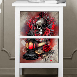 Victorian Boudoir   Antique Spell Books with Skull Tissue Paper