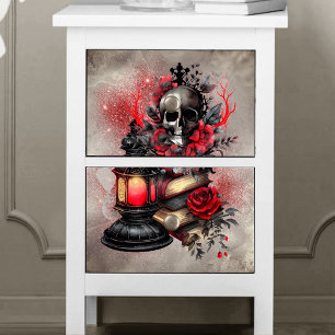 Victorian Boudoir   Antique Spell Books with Skull Tissue Paper