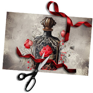 Victorian Boudoir Old Perfume Bottle With Roses Tissue Paper