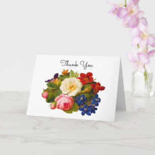Victorian Bouquet of Roses and Butterfly Thank You Card