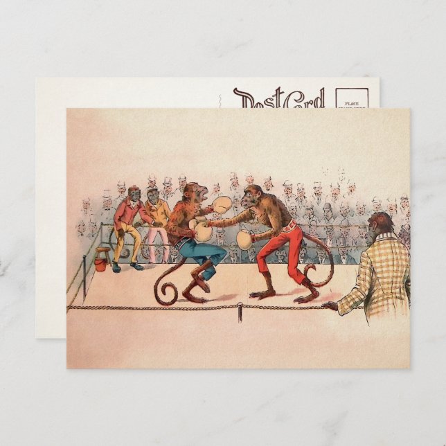 Victorian Boxing Monkeys Postcard (Front/Back)