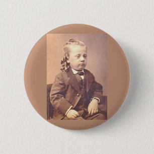 Victorian boy with unfortunate hair style 6 cm round badge