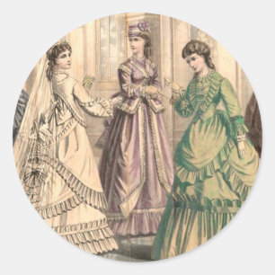 Victorian Bride and Attendants Classic Round Sticker