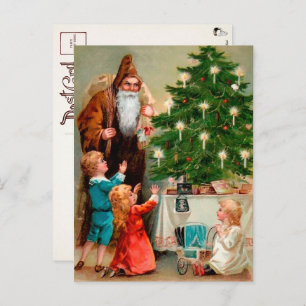 Victorian Brown Robed Santa Postcard