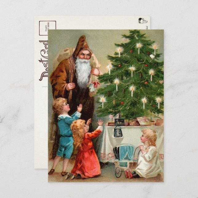 Victorian Brown Robed Santa Postcard (Front/Back)