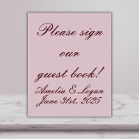 Victorian Burgundy Text on Mauve Wedding