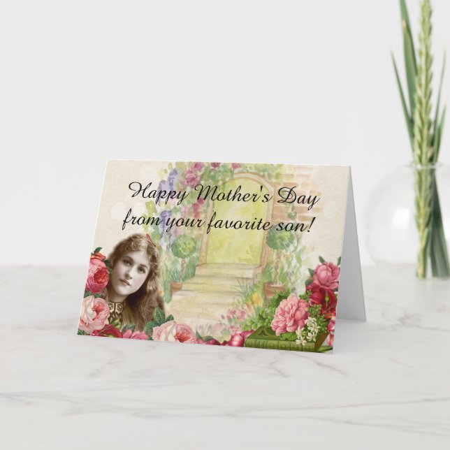 Victorian Cabbage Roses Woman Floral Door Card (Front)