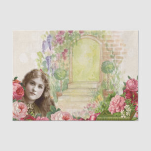 Victorian Cabbage Roses Woman Floral Tissue Paper