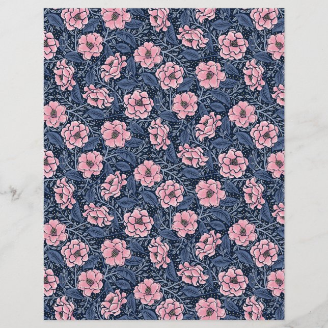 Victorian Camellia Floral Scrapbook Paper (Front)