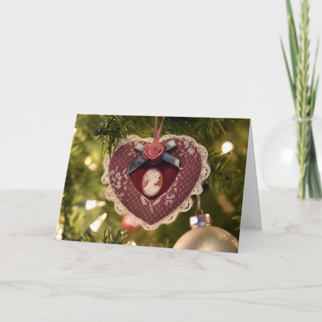 Victorian Cameo Heart Ornament Card (Front)