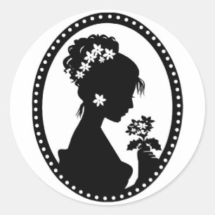 Victorian Cameo Silhouette Classic Round Sticker