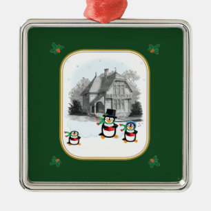 Victorian Caroling Penguins Ornament
