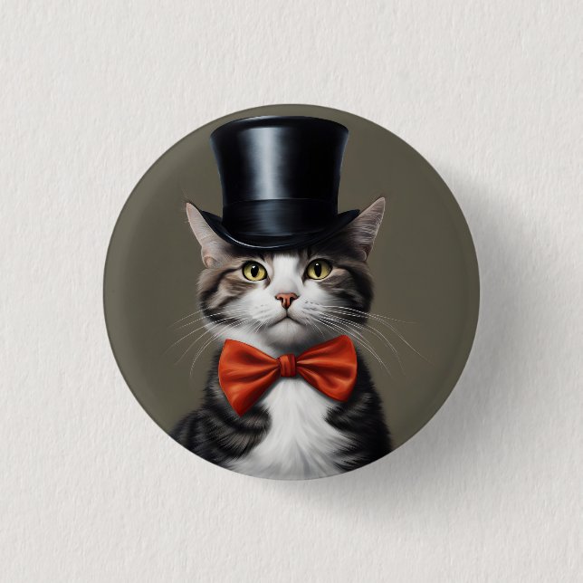 Victorian Cat 3 Cm Round Badge (Front)