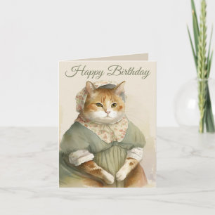Victorian Cat Birthday Card