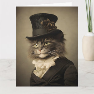 VICTORIAN CAT BIRTHDAY FOR HIM Greeting Card