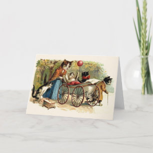 Victorian Cat Family Mother's Day Greeting Card