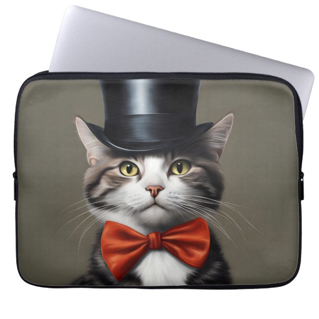 Victorian Cat Laptop Sleeve (Front)