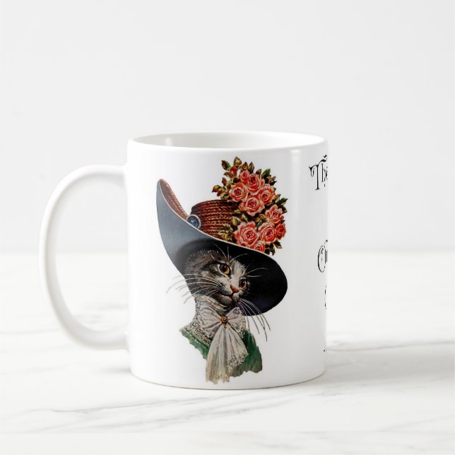 Victorian Cat with Hat  Coffee Mug (Left)