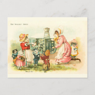 Victorian Cats Milk Maid Louis Wain Nursery Series Postcard