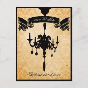 Victorian Chandelier • black & cream Save the Date Announcement Postcard