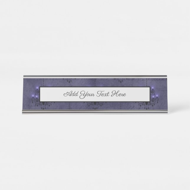 Victorian Chandelier Horror Gothic Scary Glam Desk Name Plate (Front)