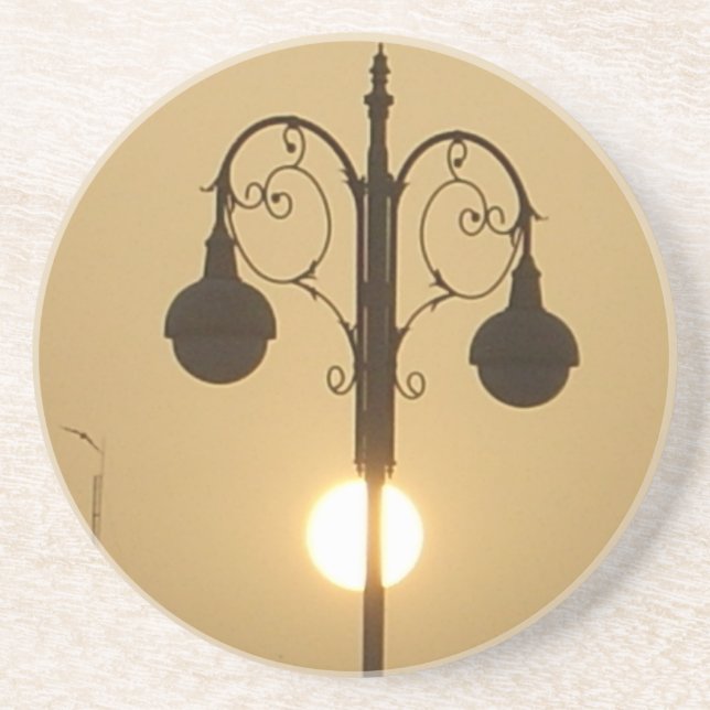 Victorian Charm: Vintage Streetlight Lamp Posts  Coaster (Front)