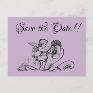 Victorian Cherub Save the Date Announcement Postcard