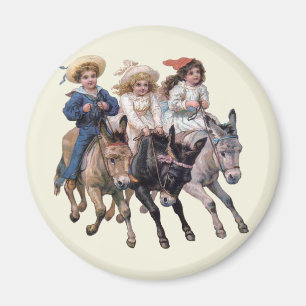 Victorian Children and Horses Magnet