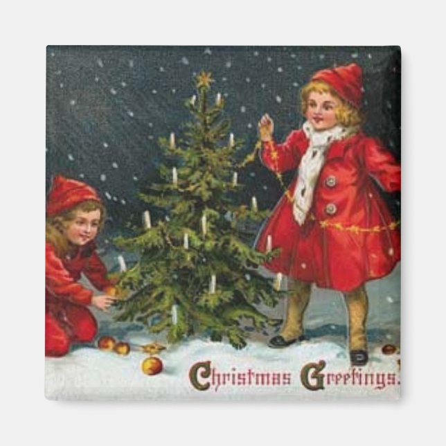 Victorian Children Christmas Magnet (Front)