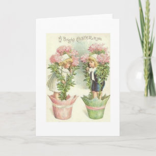 Victorian Children Easter Greeting Card