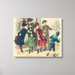 Victorian Children Fashion Cute Illustration Canvas Print