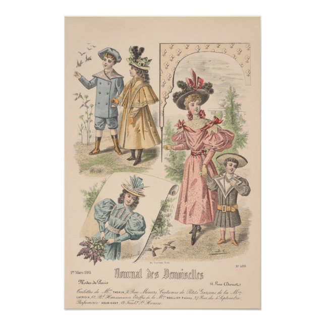 Victorian Children French Fashion Vintage Ad Poster (Front)