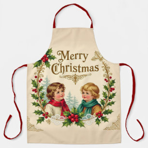 Victorian children Merry Christmas vintage Apron